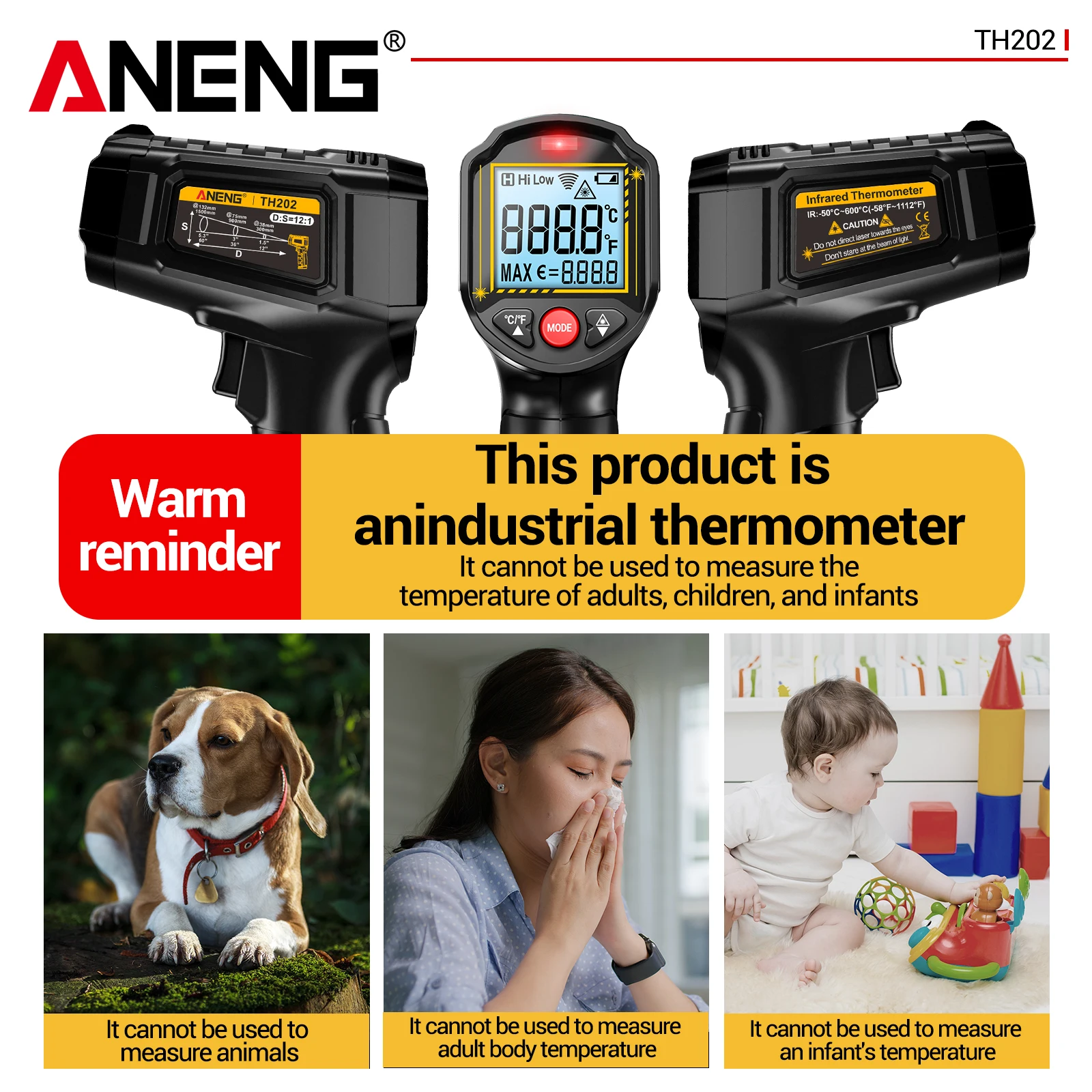 ANENG TH202 laser thermometer  - đánh giá và giá Industrial Laser Pen