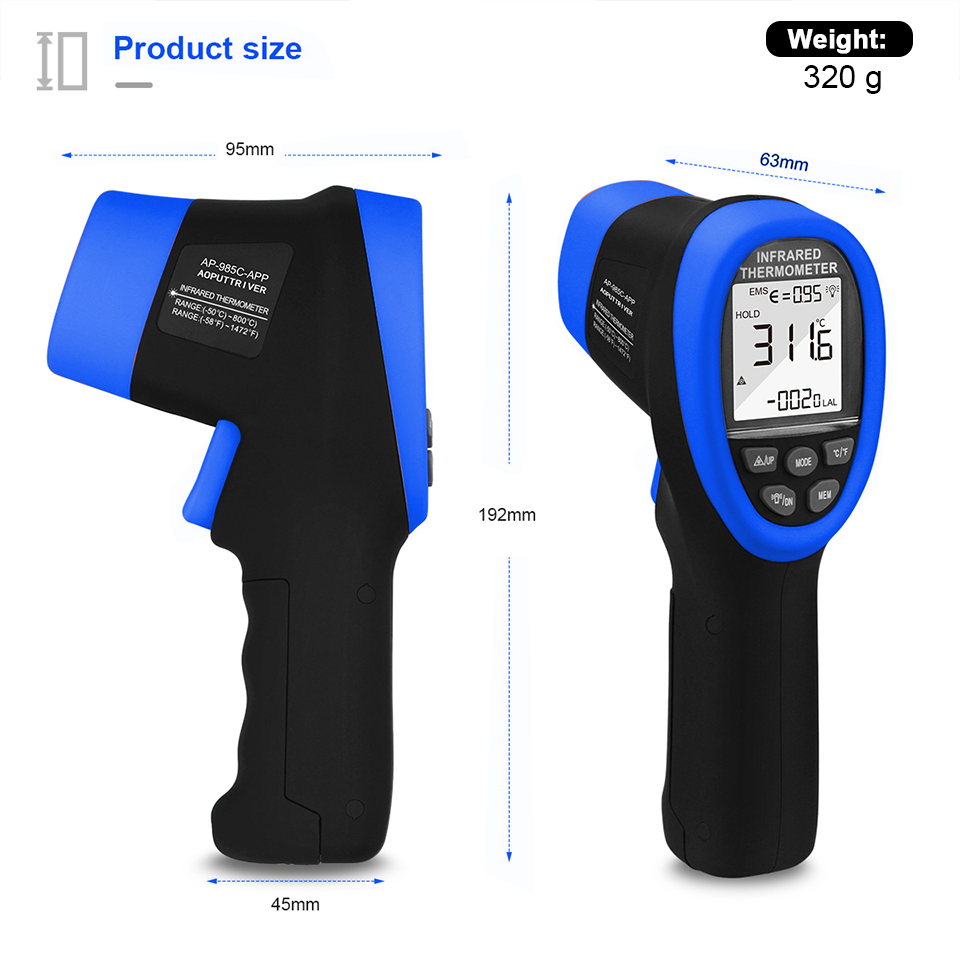 Infrared Thermometer, Digital  - đánh giá và giá Industrial Laser Measuring Device